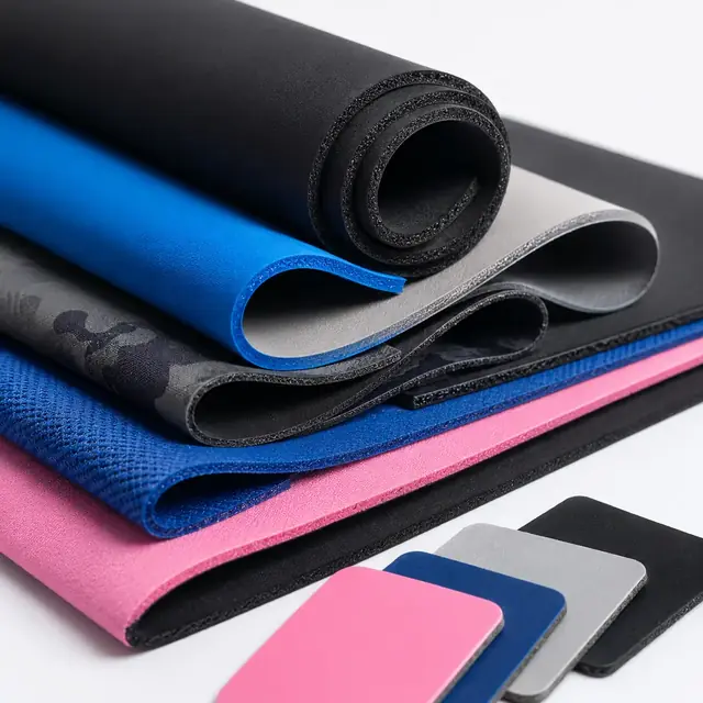 Neoprene material sheets and color swatches