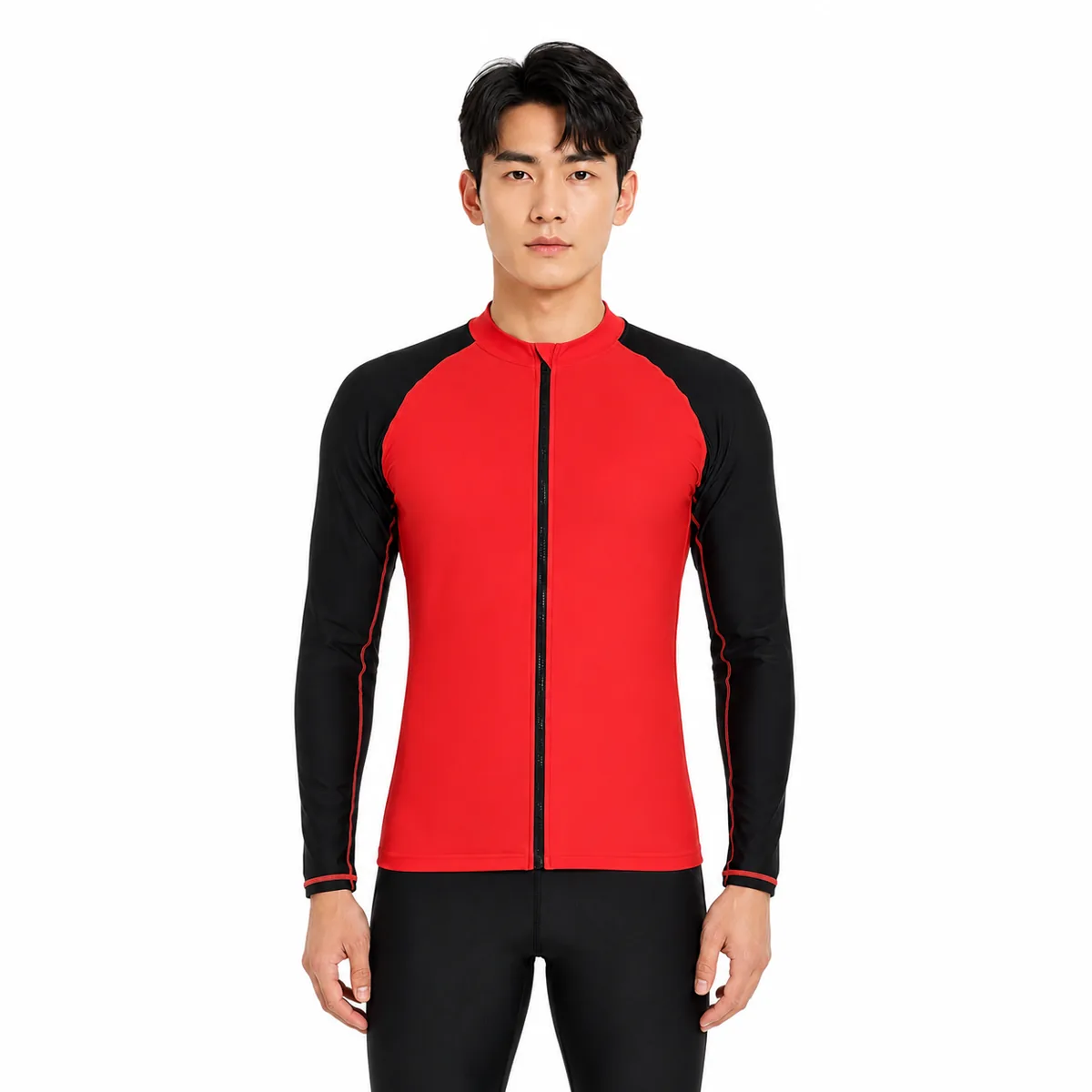 Men front zip long sleeve rash guard product