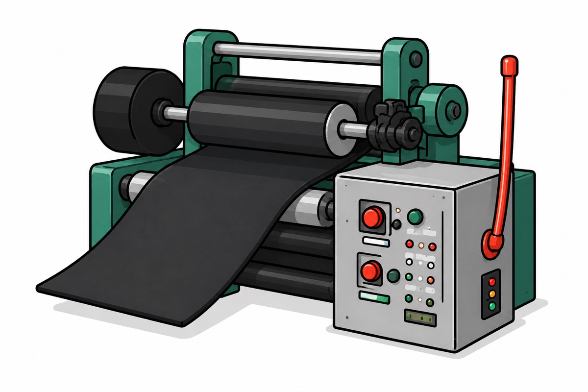 Neoprene splitting and rolling machine