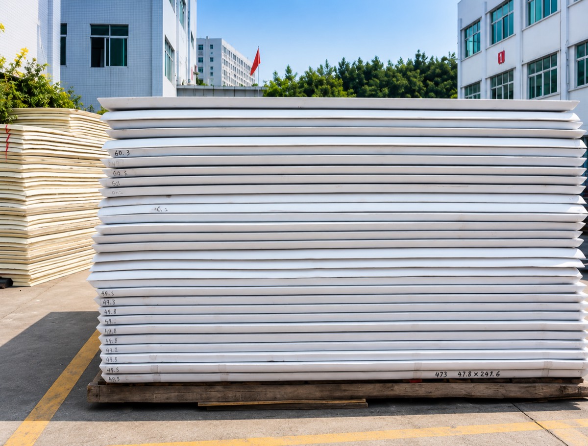 SBR neoprene material sheet options stacked in the factory yard